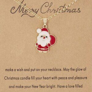 Holiday Christmas Charm Santa Necklace